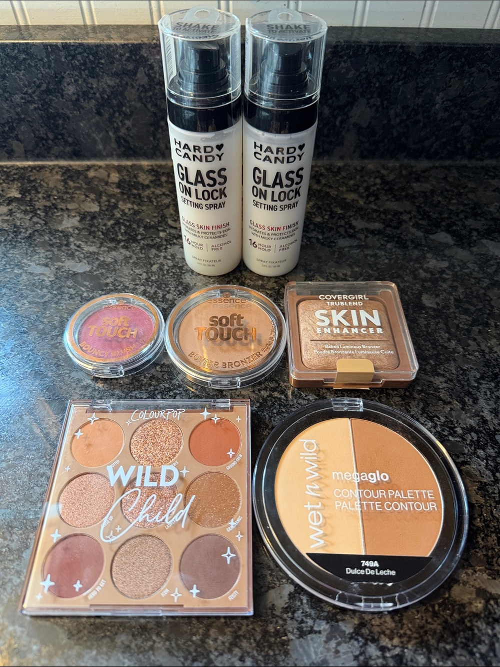 Hard Candy Glass On Lock Setting Spray Clear + Bronze and Warm Brown Bronzers